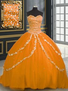 Trendy With Train Vestidos de Quinceanera Taffeta Court Train Sleeveless Beading and Appliques and Ruffled Layers