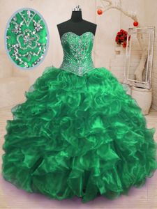 Excellent Ruffled With Train Fuchsia Sweet 16 Dresses Sweetheart Sleeveless Court Train Lace Up
