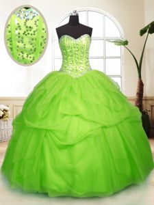 Sweetheart Sleeveless Quinceanera Gown Floor Length Sequins and Pick Ups Tulle