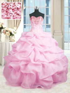 Spectacular Sleeveless Beading and Ruffles Lace Up Quince Ball Gowns