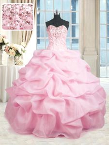 Designer Sleeveless Lace Up Floor Length Beading and Pick Ups Quinceanera Dress