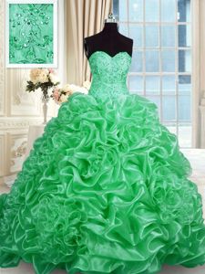 Enchanting Green Sweetheart Neckline Beading Sweet 16 Quinceanera Dress Sleeveless Lace Up