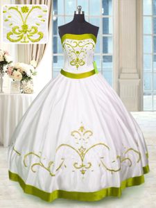 Fantastic Sleeveless Floor Length Beading Lace Up 15th Birthday Dress with Olive Green