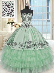 Beading and Ruffles Sweet 16 Dress Yellow Green Lace Up Sleeveless Floor Length