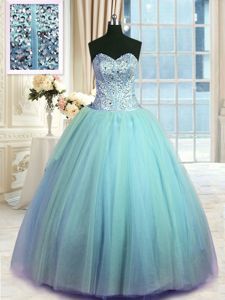 Glittering Sweetheart Sleeveless Organza Sweet 16 Quinceanera Dress Beading and Ruffles and Sequins Lace Up