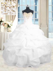 Exquisite Sleeveless Beading and Ruffles Lace Up Quinceanera Dress