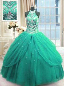 Comfortable Sleeveless Lace Up Floor Length Beading and Ruffles Quinceanera Dress