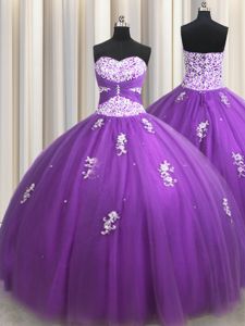 Sleeveless Beading and Appliques Lace Up Quinceanera Gowns