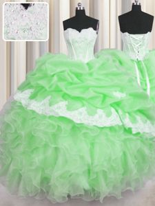 Pick Ups Floor Length Quinceanera Dress Sweetheart Sleeveless Lace Up