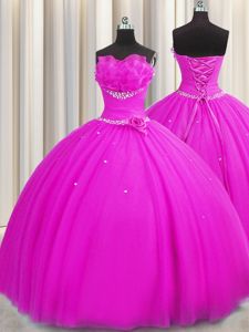 Sleeveless Floor Length Beading and Appliques and Ruffles and Pick Ups Lace Up Sweet 16 Quinceanera Dress with Green