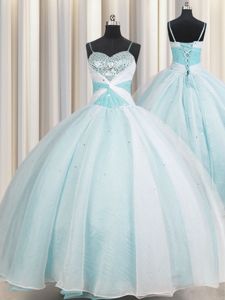 Superior Visible Boning Sweetheart Lace Up Beading and Ruffles and Sequins Sweet 16 Dresses Sleeveless
