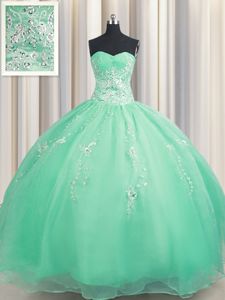 Customized Zipper Up Sleeveless Beading and Appliques Zipper Ball Gown Prom Dress