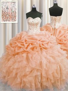 Luxurious Visible Boning Sleeveless Zipper Floor Length Beading and Ruffles Sweet 16 Quinceanera Dress