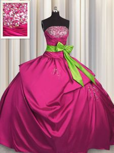 Visible Boning Ruffles and Sequins Quinceanera Dresses Dark Purple Lace Up Sleeveless Floor Length
