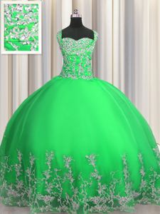 Fabulous Visible Boning Floor Length Vestidos de Quinceanera Organza Sleeveless Beading and Ruffles and Pick Ups