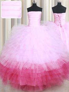 Luxury Ruffled Floor Length Ball Gowns Sleeveless Multi-color Sweet 16 Dresses Lace Up