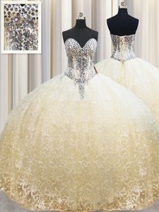 Best Sleeveless Lace Up Floor Length Beading and Appliques Quinceanera Gown