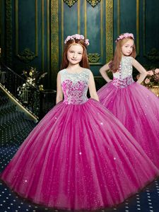 Scoop Sleeveless Floor Length Beading and Appliques Clasp Handle Winning Pageant Gowns with Eggplant Purple