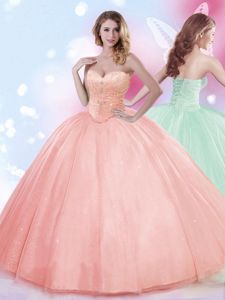 Luxurious Floor Length Apple Green Quinceanera Gowns Sweetheart Sleeveless Lace Up