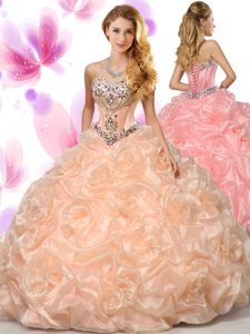 Red And Black Ball Gowns Sweetheart Sleeveless Organza Floor Length Lace Up Beading and Ruffled Layers 15 Quinceanera Dress