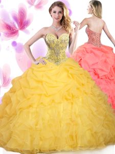 White Ball Gowns Organza and Taffeta Scoop Sleeveless Beading and Embroidery and Ruffled Layers Floor Length Lace Up Quinceanera Dresses