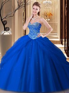 Royal Blue Sweetheart Lace Up Beading Sweet 16 Quinceanera Dress Sleeveless