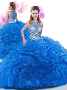 Captivating Aqua Blue 15th Birthday Dress Military Ball and Sweet 16 and Quinceanera and For with Lace and Appliques Sweetheart Sleeveless Lace Up