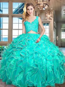 Sweet Floor Length Two Pieces Sleeveless Multi-color Quinceanera Gowns Zipper