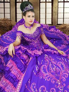 Ball Gowns Sweet 16 Quinceanera Dress Lavender Off The Shoulder Satin Sleeveless Floor Length Lace Up