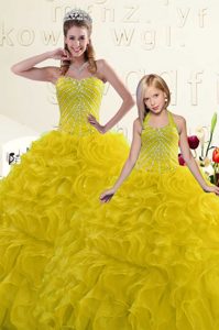 Shining Multi-color Ball Gowns Sequins and Pick Ups Sweet 16 Dresses Lace Up Taffeta Sleeveless Floor Length