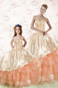 Fabulous Sleeveless Embroidery and Ruffled Layers Lace Up 15 Quinceanera Dress