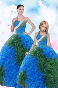 Fantastic Sleeveless Taffeta Floor Length Lace Up Sweet 16 Quinceanera Dress in Multi-color for with Sequins and Pick Ups