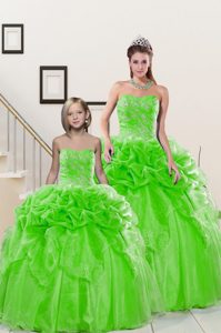 Pick Ups Ball Gowns Sweet 16 Dresses Sweetheart Organza Sleeveless Floor Length Lace Up