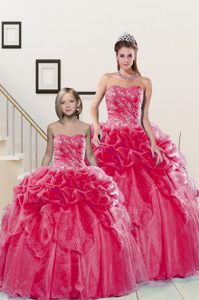 Organza Sleeveless Floor Length Vestidos de Quinceanera and Beading and Pick Ups