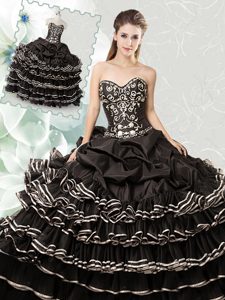 Sweetheart Sleeveless Organza Quinceanera Dress Beading and Ruffled Layers and Pick Ups Lace Up