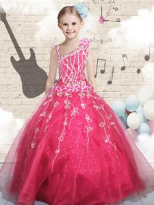 Sleeveless Appliques Lace Up Kids Pageant Dress