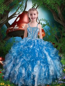 Low Price Ball Gowns Beading and Ruffled Layers Little Girl Pageant Gowns Zipper Organza Sleeveless Floor Length