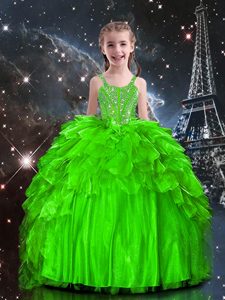 Lovely Sleeveless Organza Lace Up Pageant Dress Wholesale for Party and Wedding Party