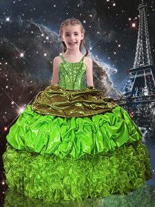 Pick Ups Ball Gowns Glitz Pageant Dress Spaghetti Straps Organza Sleeveless Floor Length Lace Up
