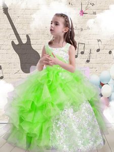 Little Girl Pageant Dress Party and Wedding Party and For with Beading and Ruffles Scoop Sleeveless Lace Up