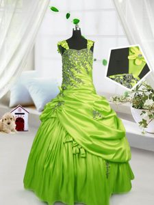 Sleeveless Beading and Pick Ups Lace Up Pageant Dress for Girls