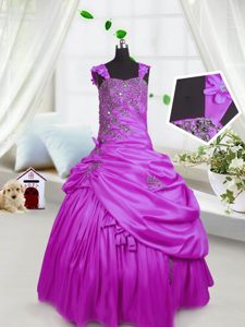 Sleeveless Lace Up Floor Length Beading and Pick Ups Pageant Dress for Teens