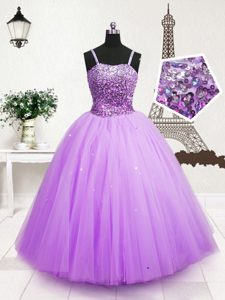 Classical Sleeveless Beading and Sequins Zipper High School Pageant Dress
