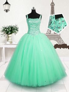 Sleeveless Beading and Sequins Lace Up High School Pageant Dress