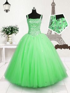 Custom Fit One Shoulder Orange Sleeveless Organza Lace Up Pageant Gowns For Girls for Party and Wedding Party