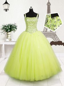 Sleeveless Beading and Sequins Lace Up Little Girl Pageant Gowns