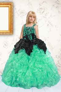 Pick Ups Apple Green Sleeveless Organza Lace Up Pageant Gowns for Party and Wedding Party