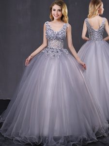 Enchanting Floor Length Multi-color Ball Gown Prom Dress Tulle Sleeveless Appliques