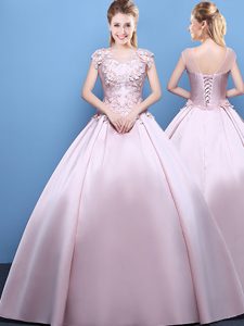 Red Sweetheart Lace Up Appliques and Ruffles Quince Ball Gowns Sleeveless