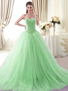 Adorable Apple Green Sweetheart Neckline Beading Sweet 16 Quinceanera Dress Sleeveless Lace Up